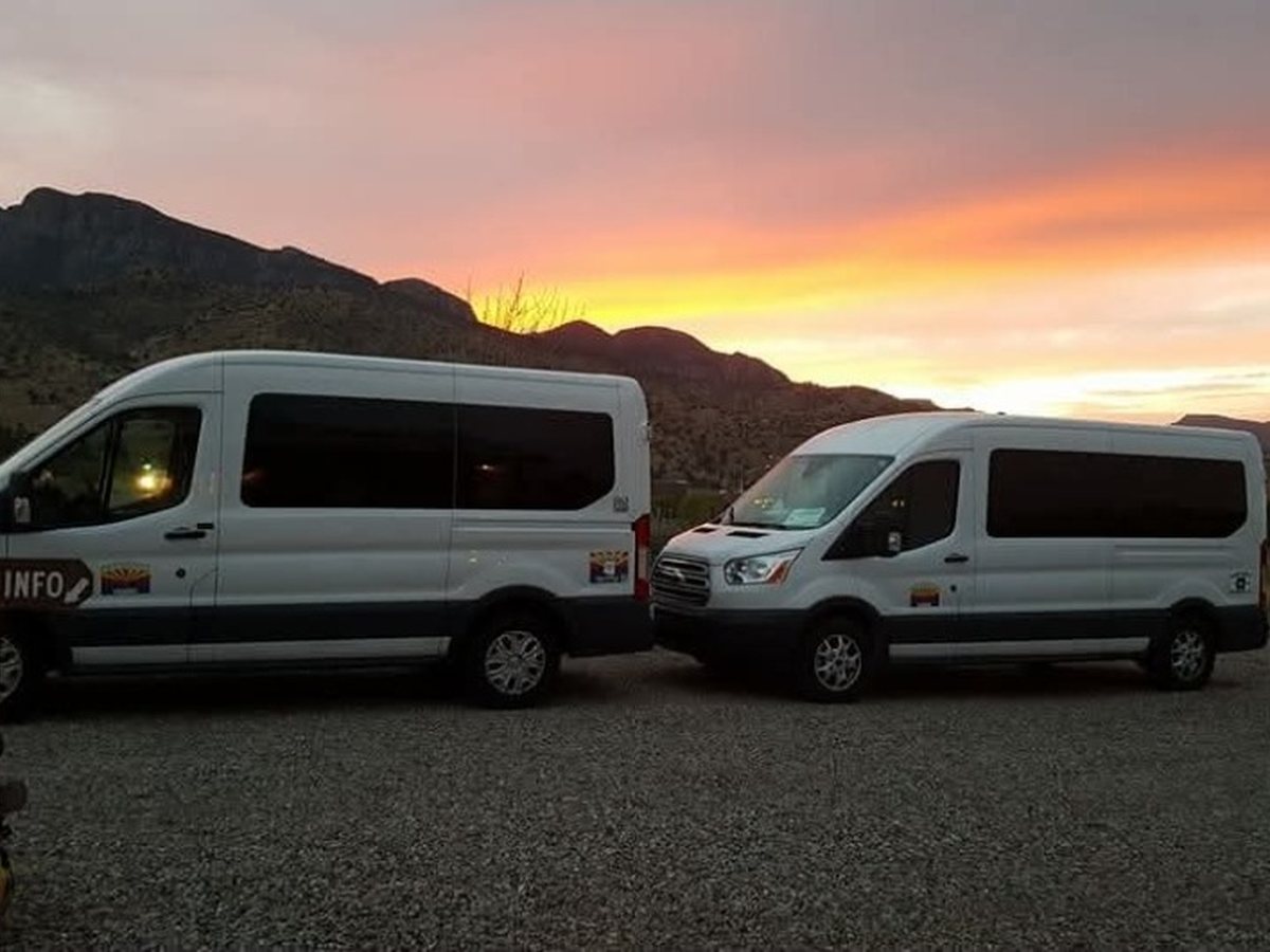 Sonoita Wine Tours vans at sunset